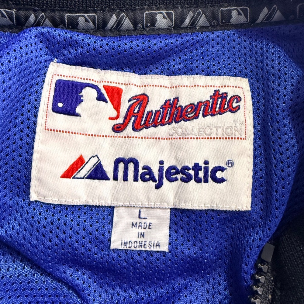 Vintage Majestic New York Mets MLB Jacket Mens L Black Dugout 1/4 Zip Baseball - Picture 5 of 16